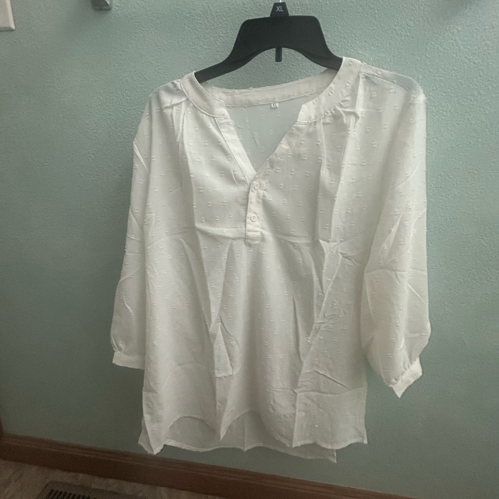 White Textured Blouse